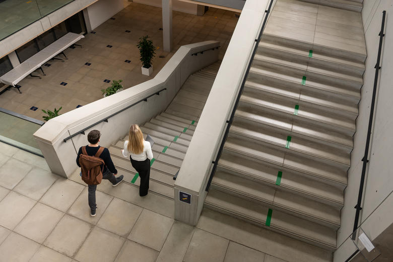 Students on the Manor Road Stairs