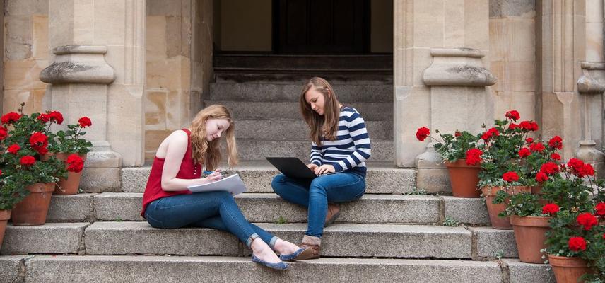 Students study outside