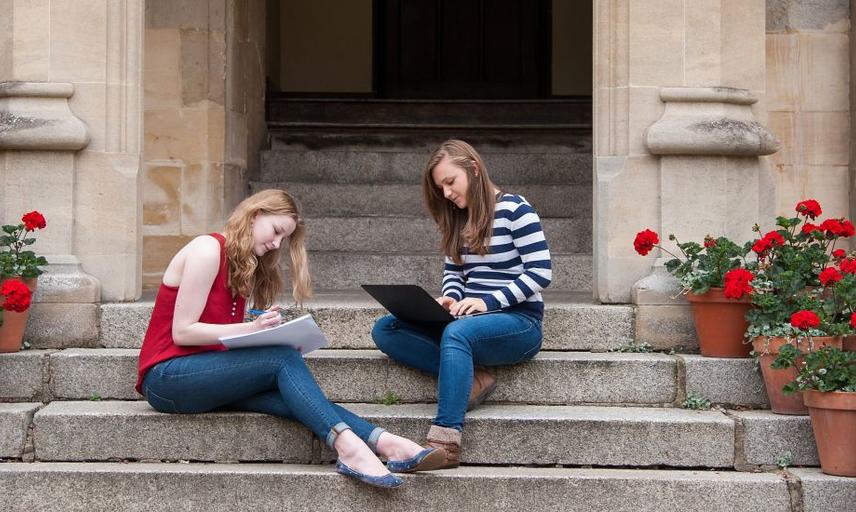 Students study outside