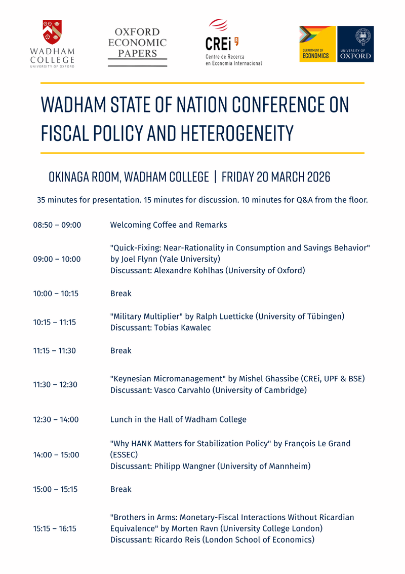 programme  wadham state of nation conference on fiscal policy and heterogeneity