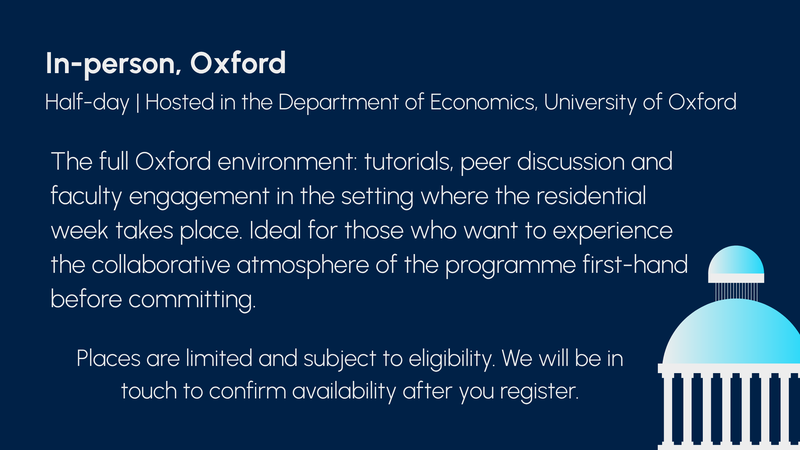 In-person, Oxford | Half-day | Hosted in the Department of Economics, University of Oxford / Places are limited and subject to eligibility